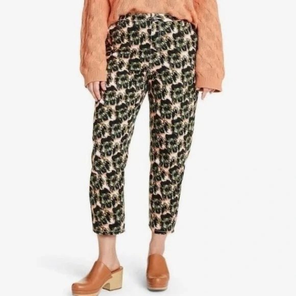 Rachel Comey 4, 12 Animal Print High Rise Denim Olive, Pink Cotton Jeans Target - Picture 5 of 12